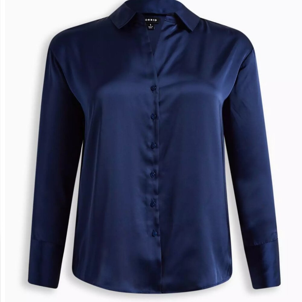 Torrid - Satin Button Up Long Sleeve Shirt